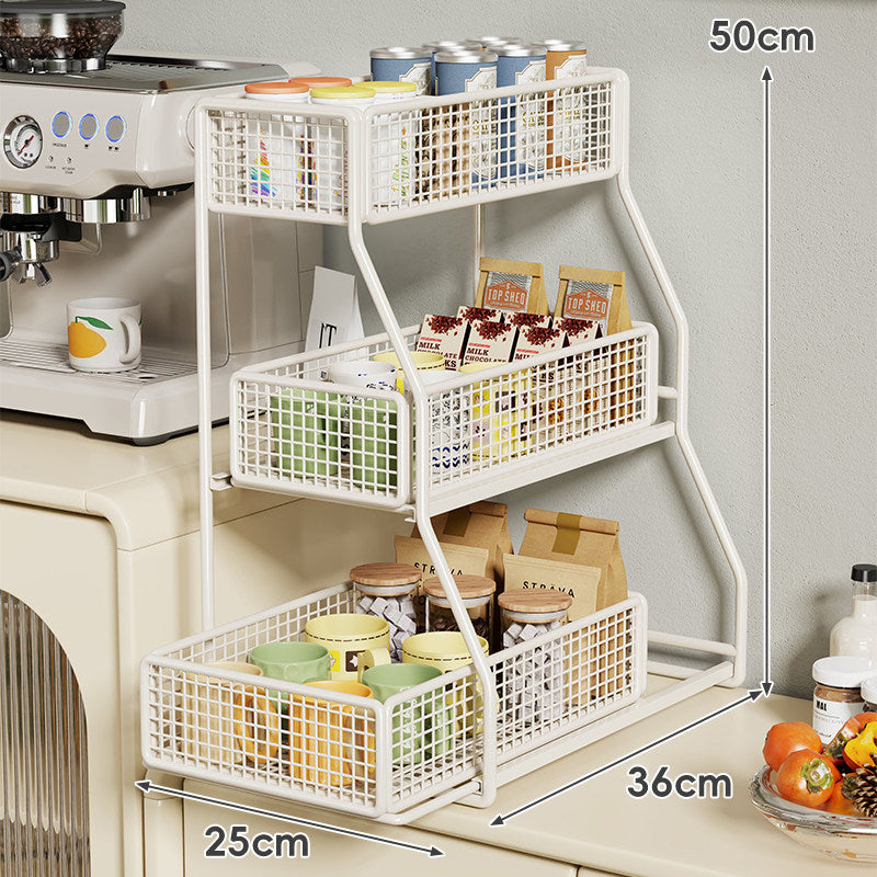 Three-Tier Metal Wire Countertop Kitchen Storage Organizer