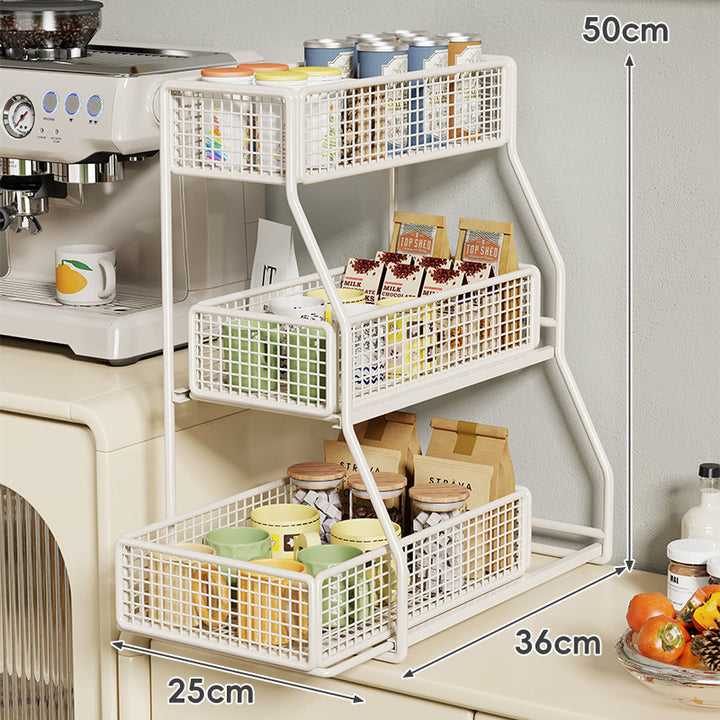 Three-Tier Metal Wire Countertop Kitchen Storage Organizer
