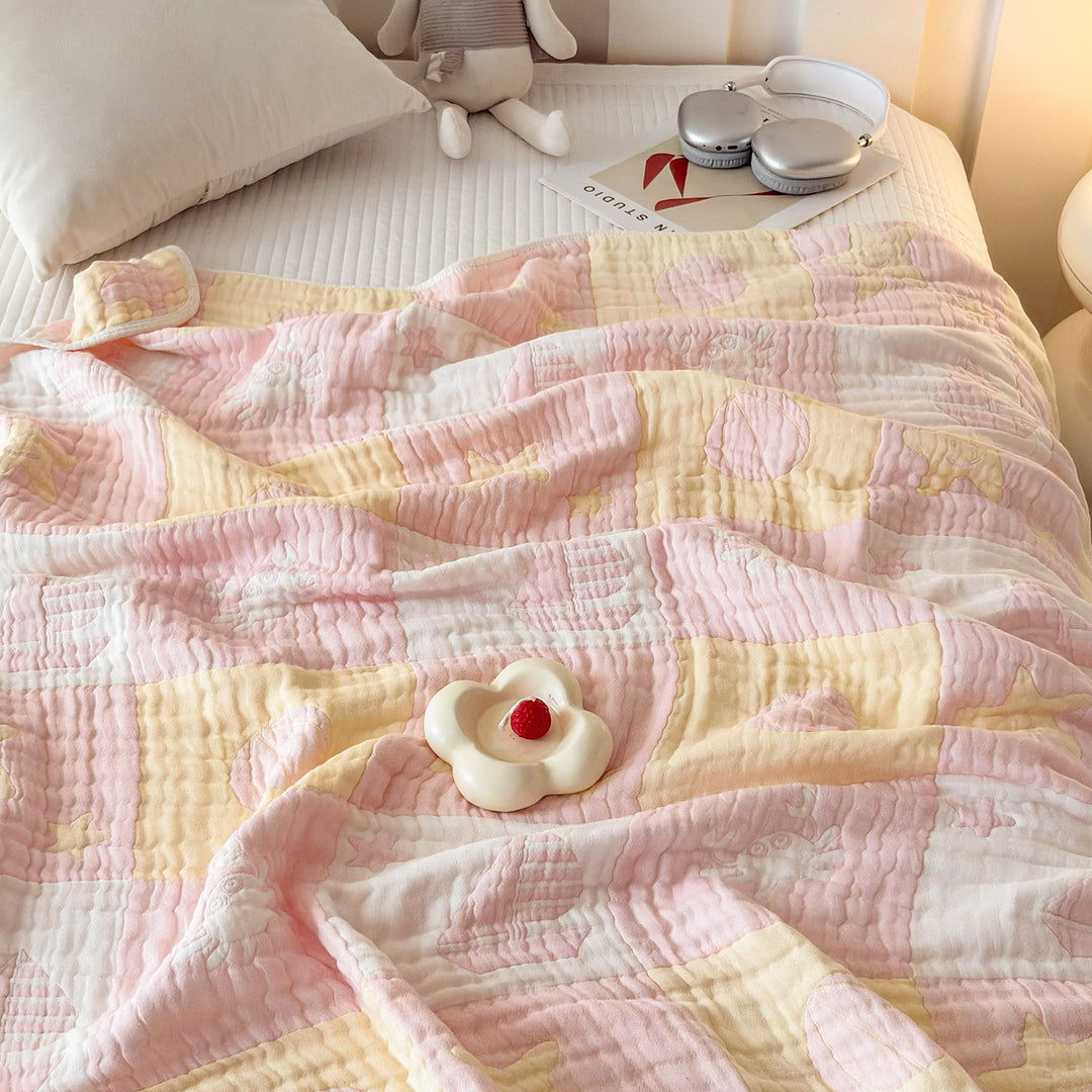 Ultra-Soft Double-Layer Blanket with Embossed Bunny Motif