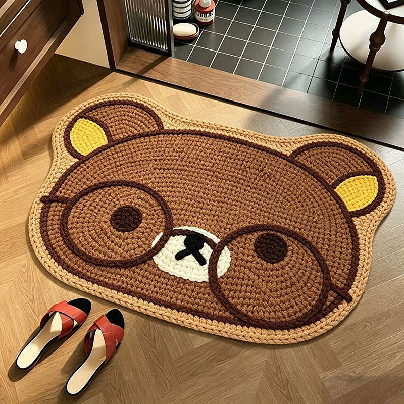 Bear-Shaped Plush Bathroom Mat