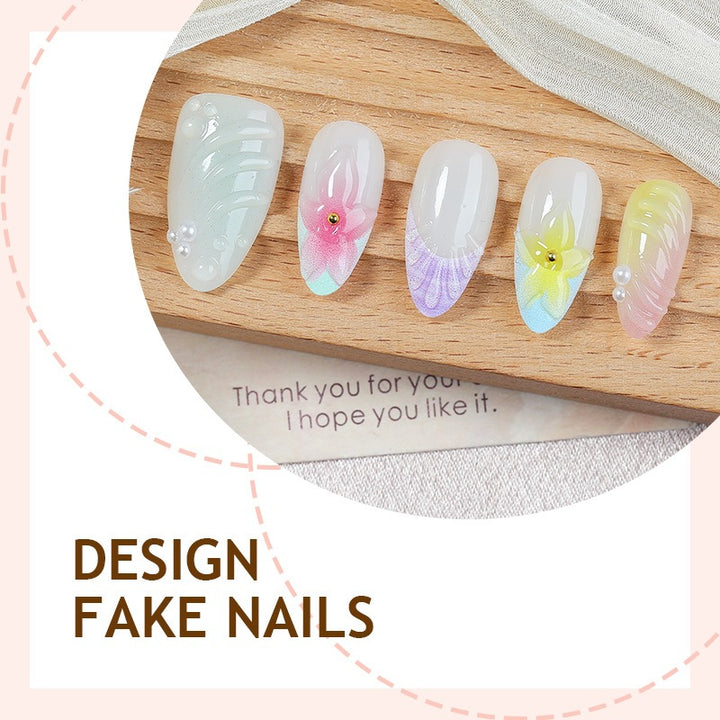 Nail set with colorful floral design and glitter accents Stornfield