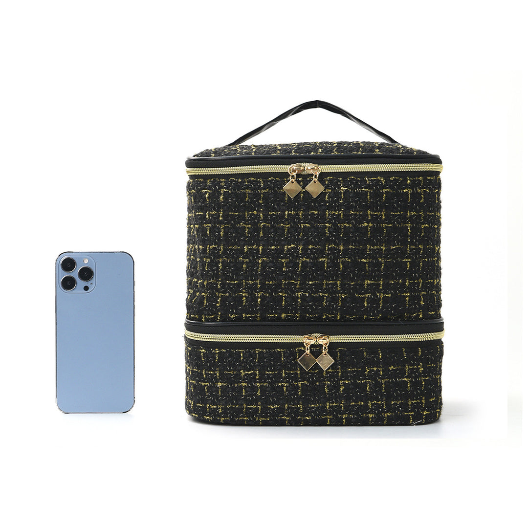 Cosmetic organizer bag with elegant fabric Stornfield