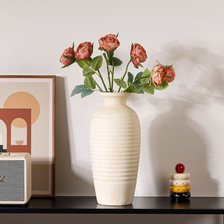 Handcrafted ceramic vase with ribbed structure Stornfield