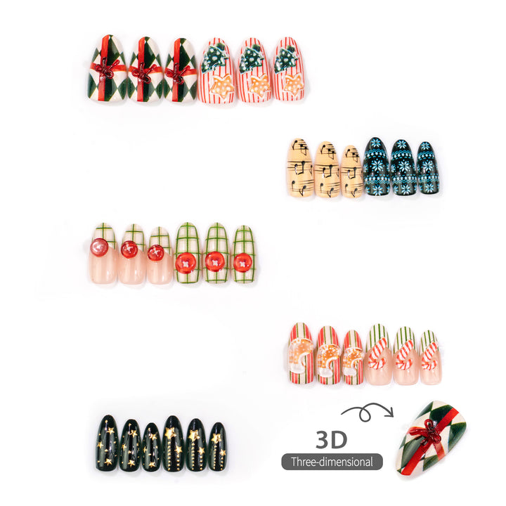 Creative Holiday-Themed Manual Press-On Nails