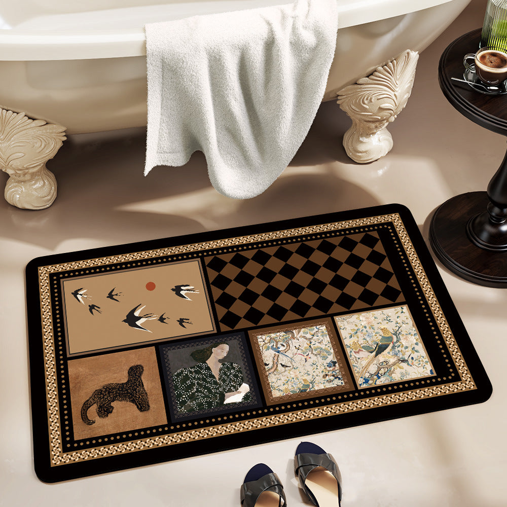 Non-Slip Abstract Design Bath Mat Stornfield