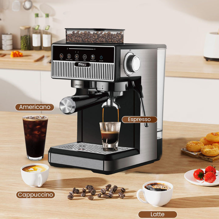 Espresso machine with integrated grinder and precise temperature settings Stornfield