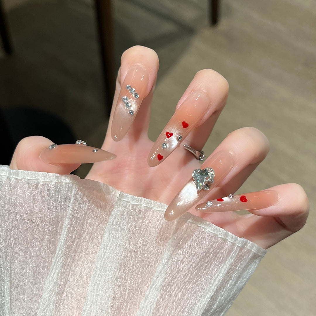 Decorative Press-On Nails with Gem Accents Stornfield