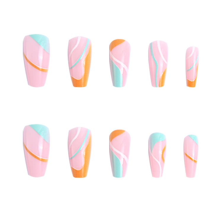 Stylish artificial nails with colorful wave pattern Stornfield