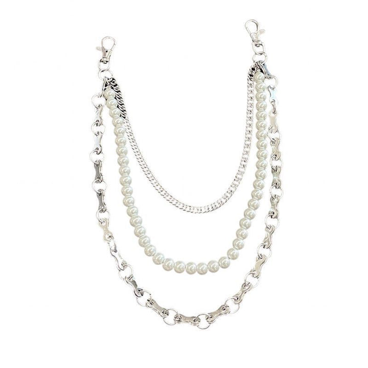 Fashionable chain bracelet with pearls and metal links Stornfield