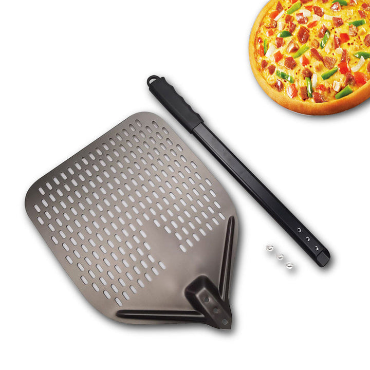 Perforated Lightweight Aluminum Pizza Peel with Folding Handle and NonSlip Grip Stornfield