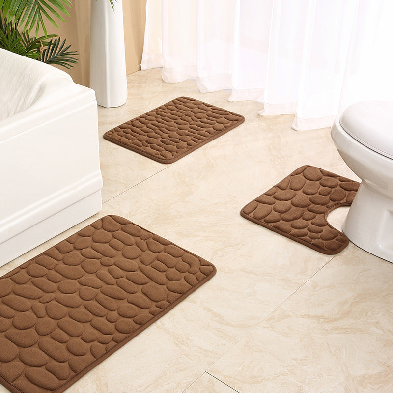 Soft Touch Stone Pattern Bathroom Rug Set Stornfield