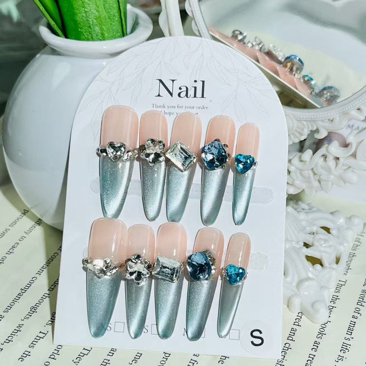 Stiletto Nail Art Extensions with Gemstone Accents