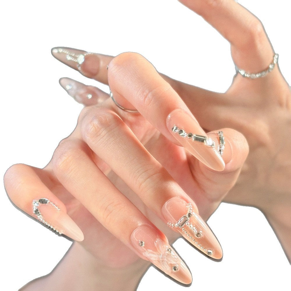 Elegant Stiletto Press-On Nail Art Set with Crystal Accents Stornfield