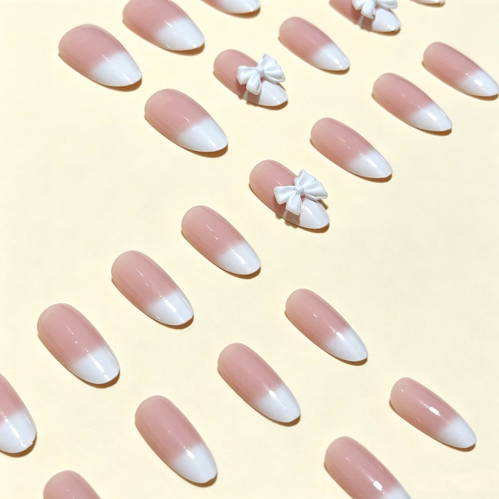 Elegant Bow-Adorned Press-On Nail Tips Stornfield
