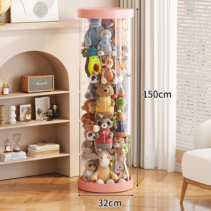 Tall Transparent Cylindrical Plush Toy Display & Storage Tower