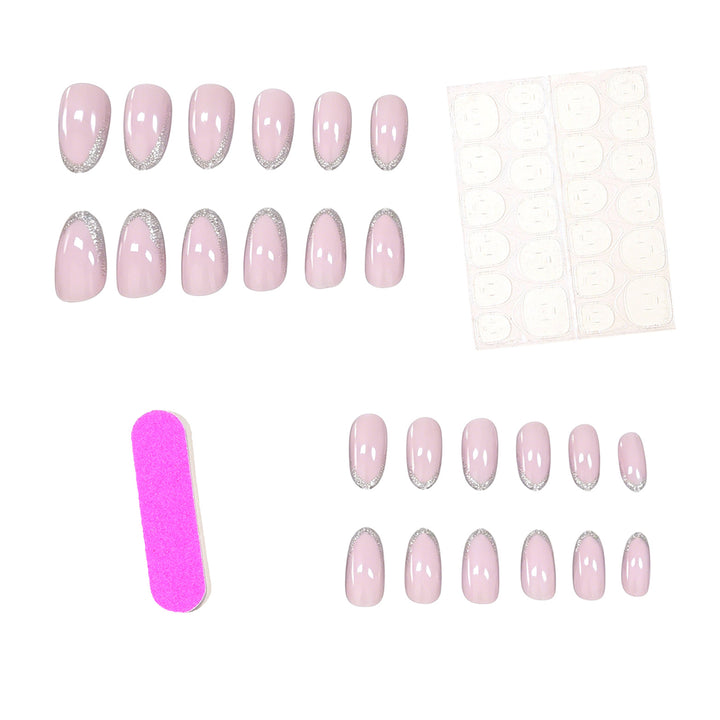 Elegant Glitter-Trimmed Gel Nail Enhancements Stornfield