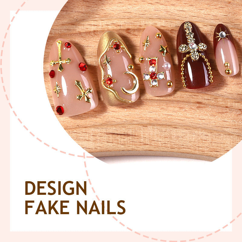 Decorative artificial nail set with elegant embellishments Stornfield