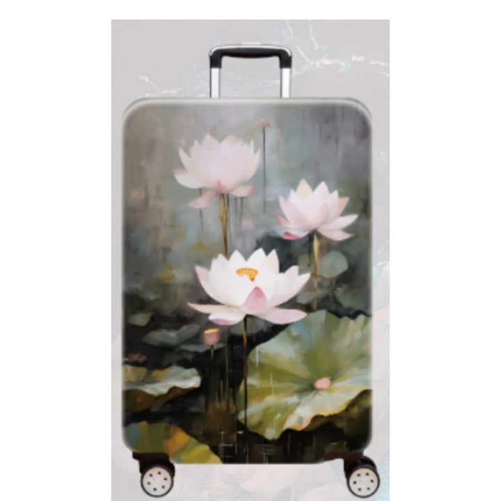 Women's Hard Shell Travel Suitcase with Elegant Lotus Design Stornfield