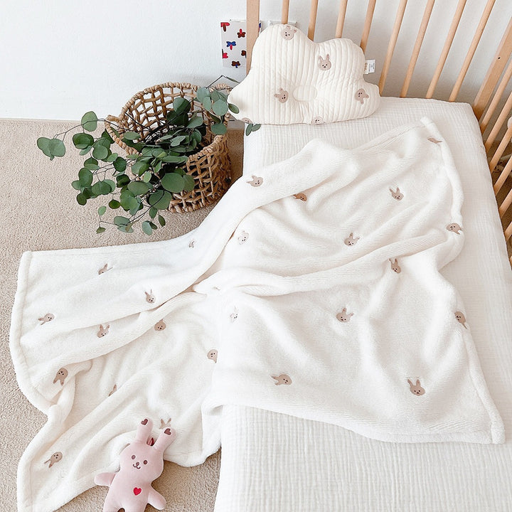 Soft Floral Embroidered Throw Blanket