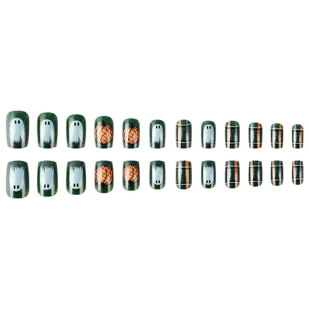 Pumpkin-Themed Press-On Nail Art Set Stornfield