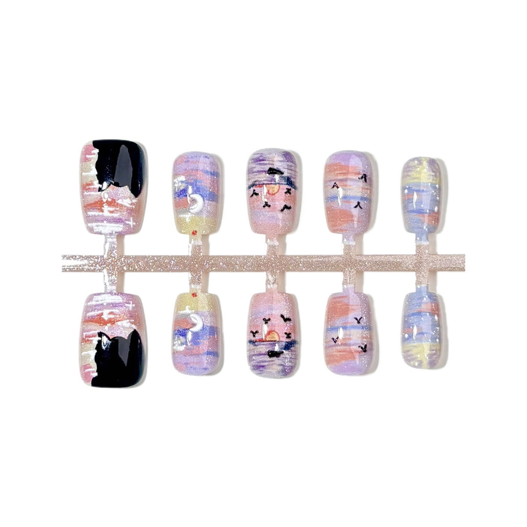 Artistic Cosmic-Themed Press-On Nail Set