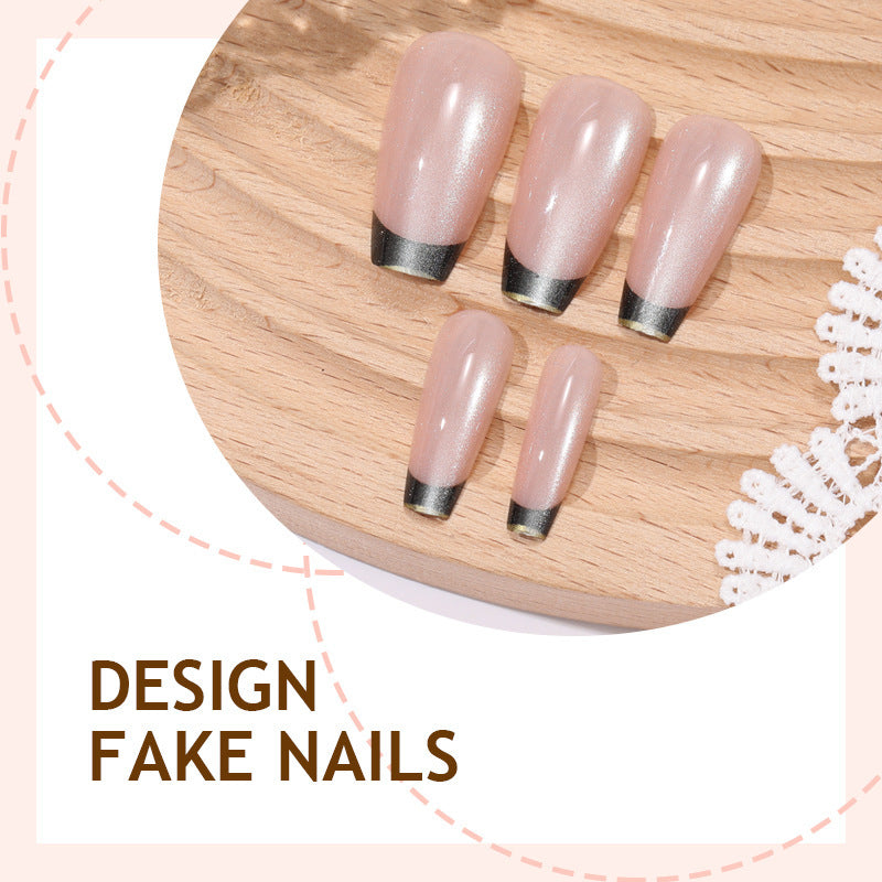 Acrylic nail set with elegant French design and glitter accents Stornfield