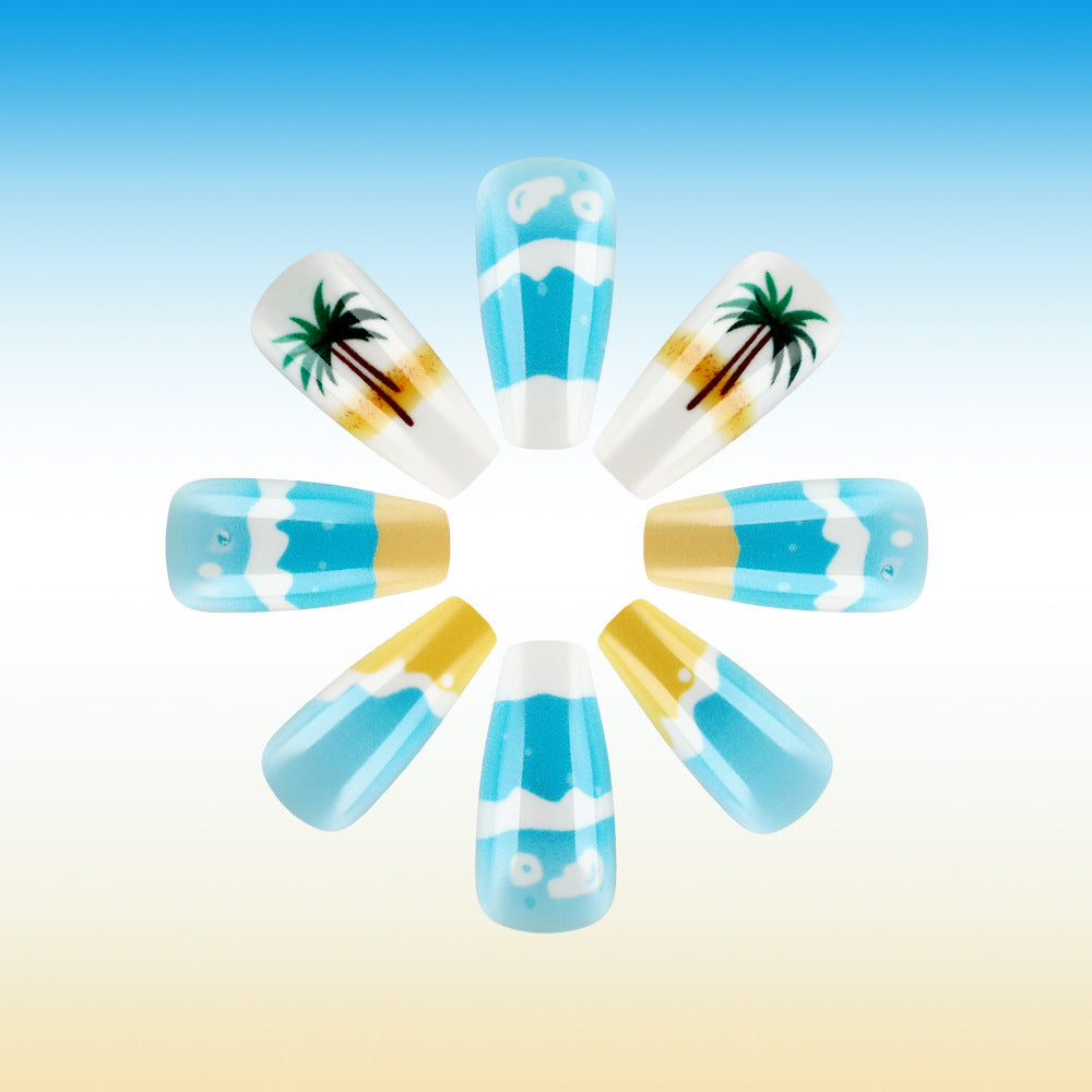 Tropical Beach-Themed Press-On Nail Set Stornfield
