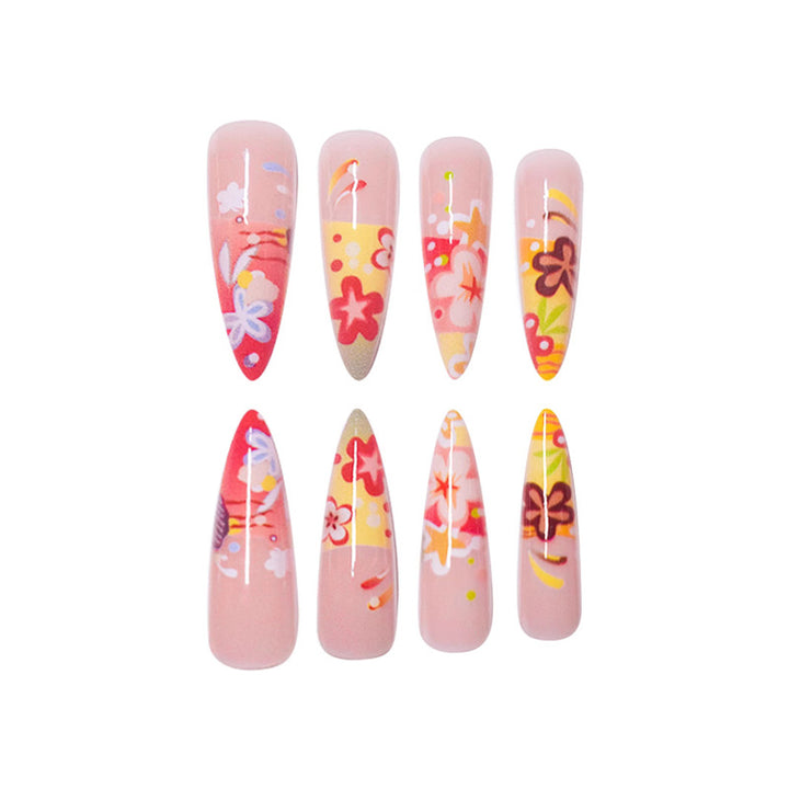 Artistic Floral Stiletto Press-On Nails Stornfield
