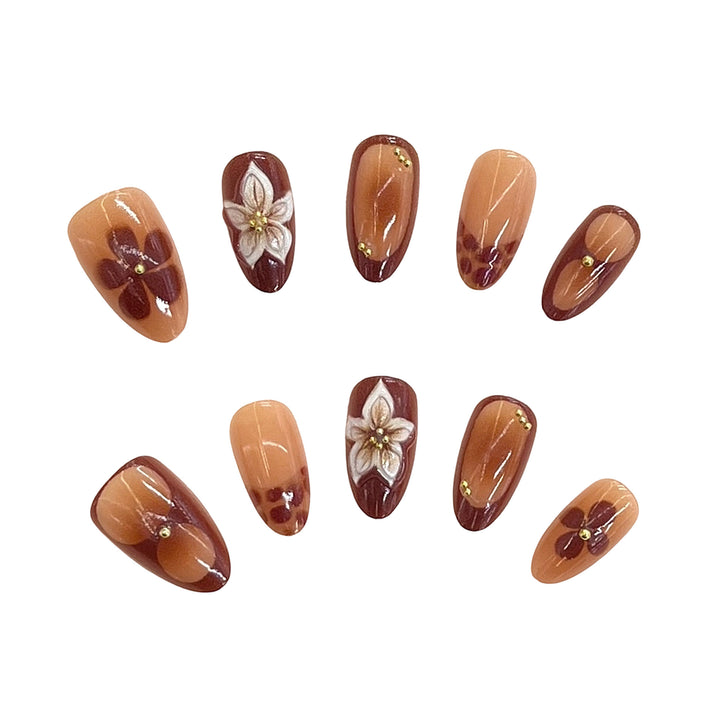 Artistic Floral Accent Press-On Nails Stornfield