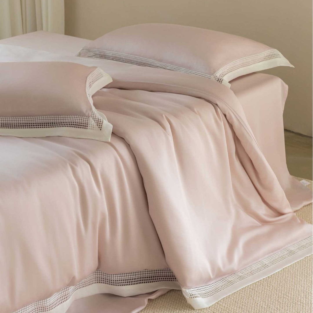 Luxury Cotton Sateen Duvet Cover Set with Hemstitch Border