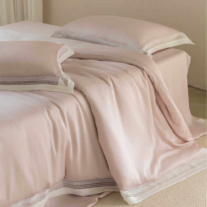 Luxury Cotton Sateen Duvet Cover Set with Hemstitch Border