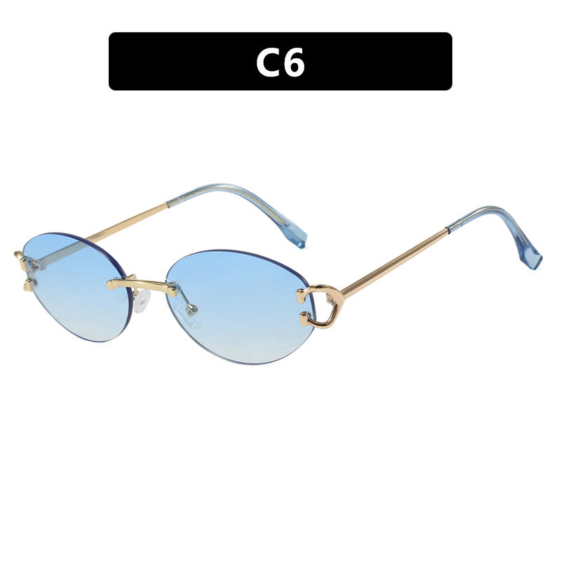 Women's elegant oval-shaped sunglasses with fashionable metal frame Stornfield