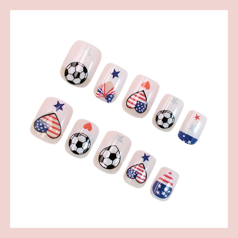 Artificial nail set with creative football and heart designs Stornfield