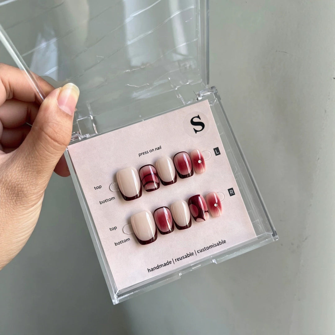 Customizable Press-On Nail Set with French Tip and Stylish Gradient