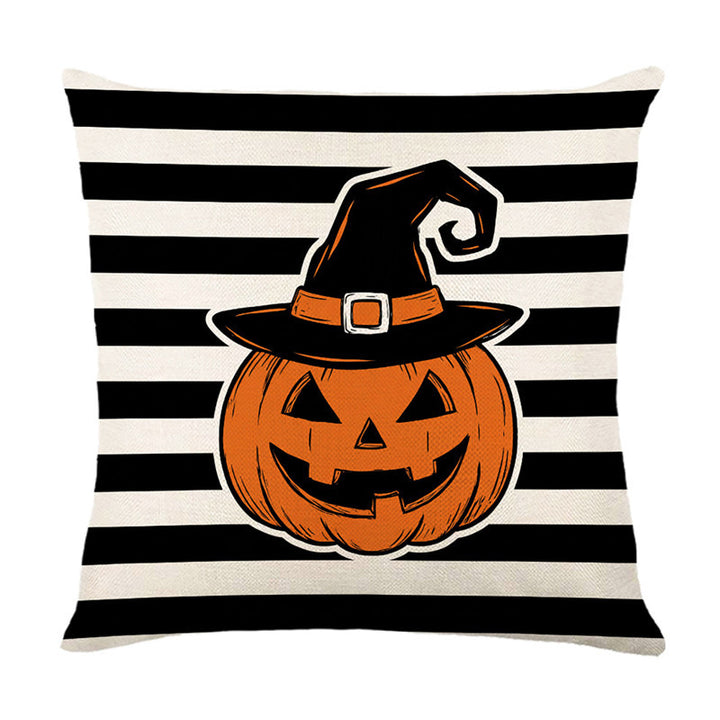Halloween Ghost Cotton-Linen Square Throw Pillow Covers Set with Hidden Zipper
