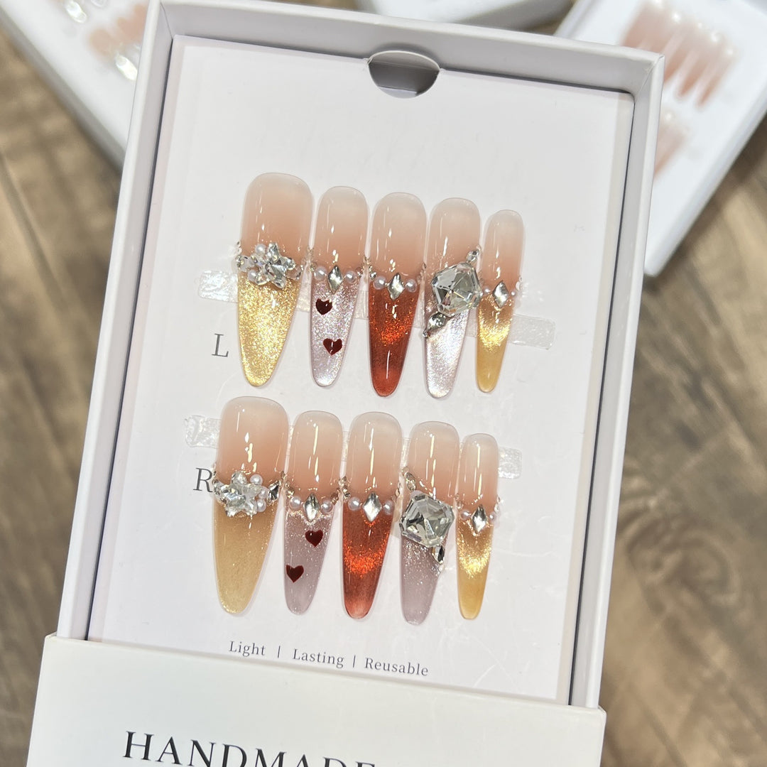 Luxurious Decorative Press-On Nail Tips