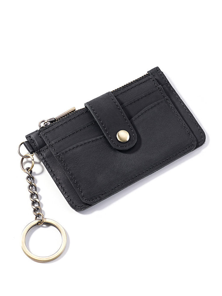 Compact Zippered Leather Cardholder
