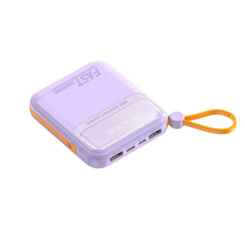 Compact power bank with integrated cable management and digital charge level display Stornfield
