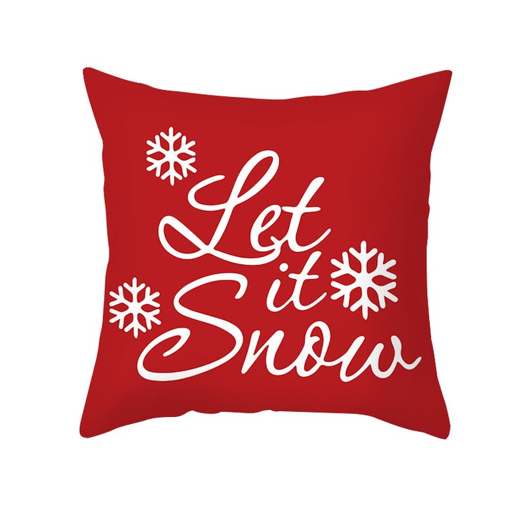 Decorative Holiday Throw Pillow Cover with Script Greeting and Antler Motif