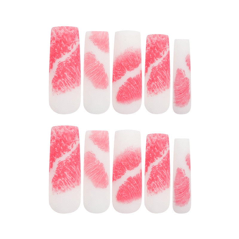 Artificial nail set with romantic lip motif Stornfield