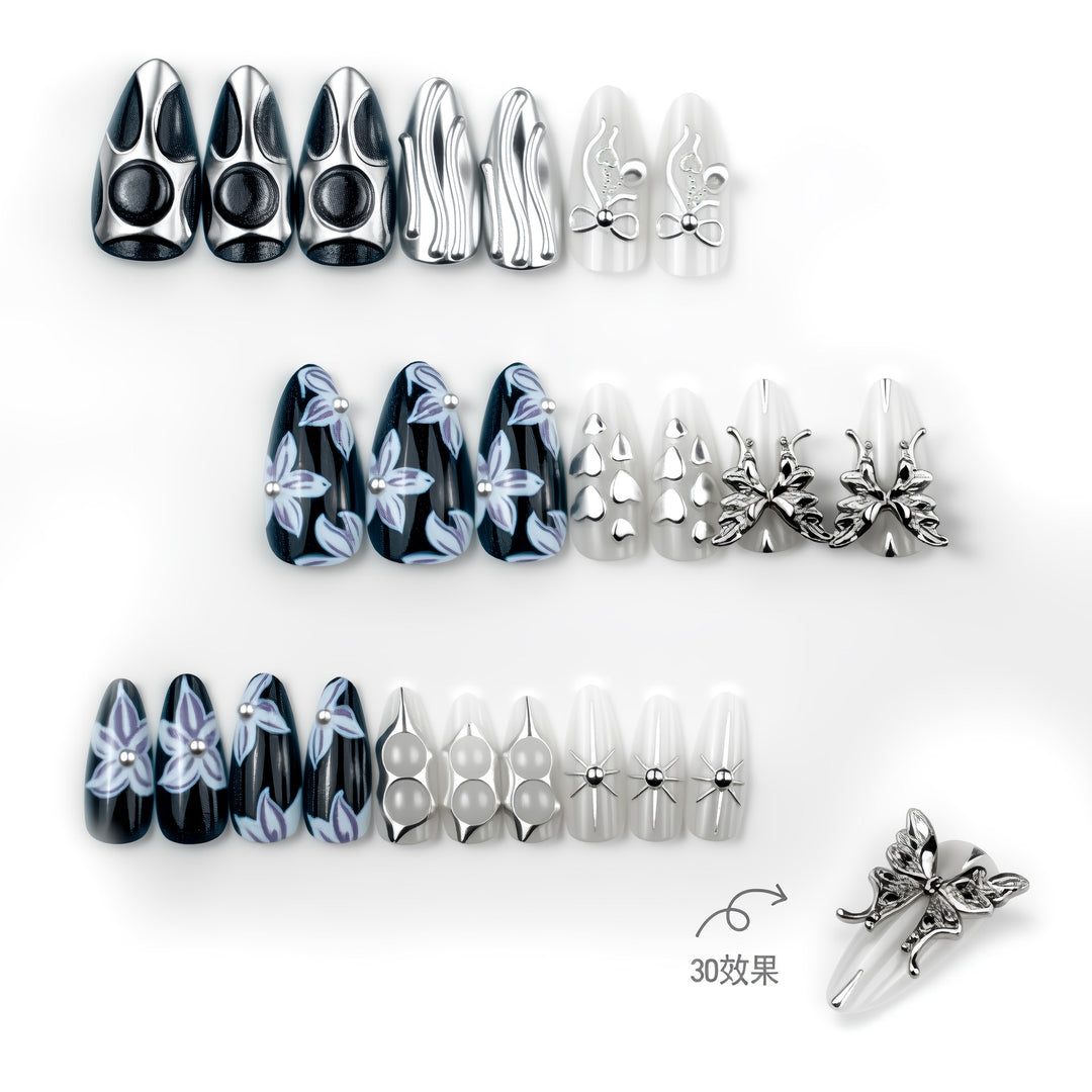 Geometric Metal Tip Press-On Nails