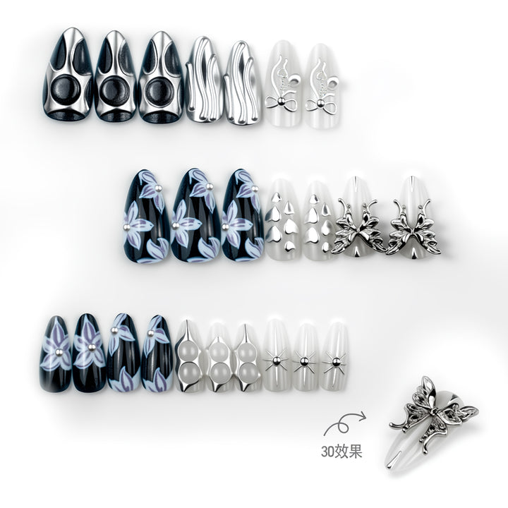 Geometric Metal Tip Press-On Nails