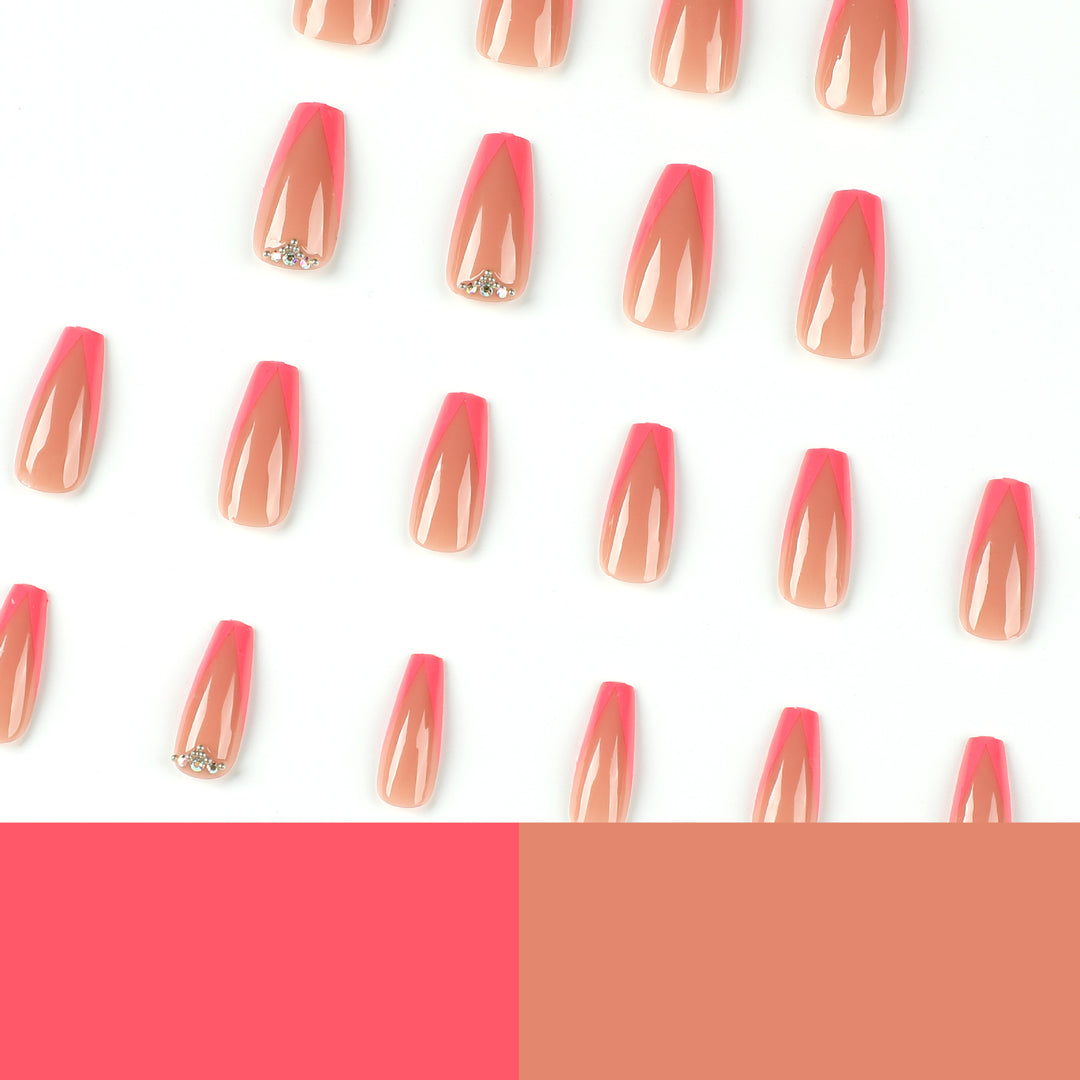 Artful Nail Extensions with Neon Tips and Rhinestone Decoration Stornfield