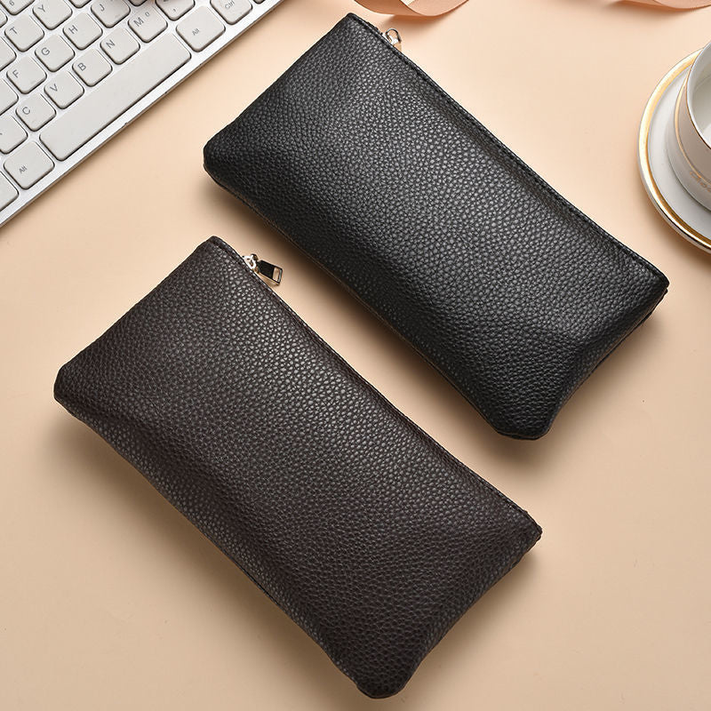 Textured Leather Zippered Pencil Case Stornfield