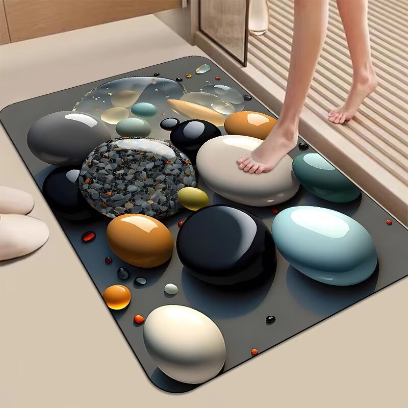 Decorative 3D Pebble Design Bath Mat Stornfield
