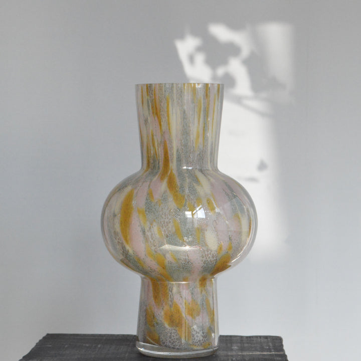 Handblown Marbled Double-Bulb Decorative Glass Vase Stornfield