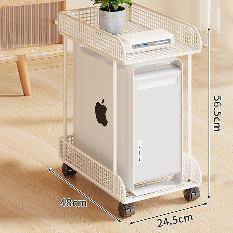Under-Desk Rolling PC Tower Stand with Mesh Tray and Locking Casters