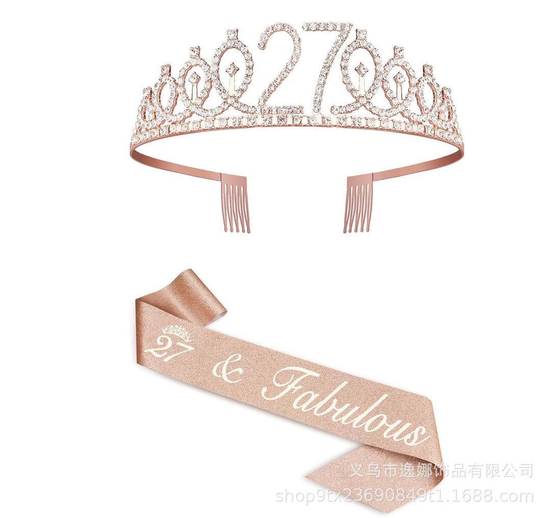Ladies Crystal Princess Crown with 30 & Fabulous lettering Stornfield