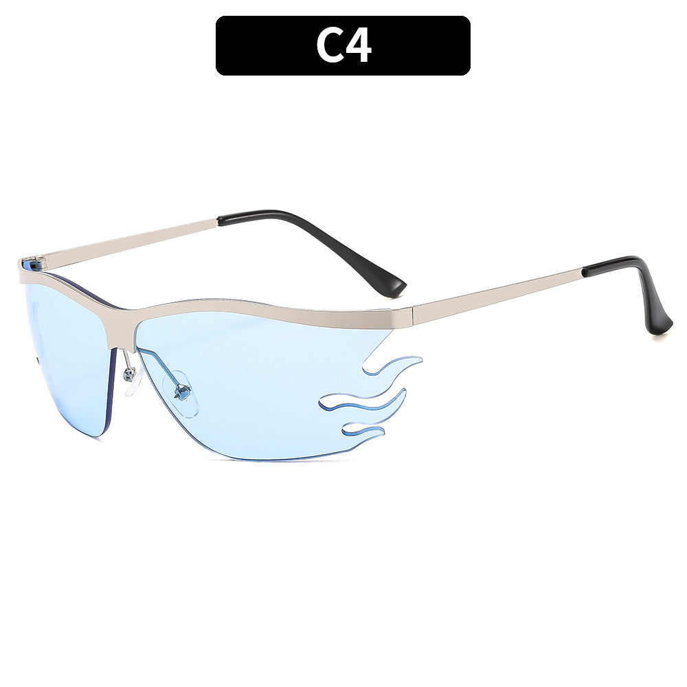 Avant-Garde Flame-Design Shield Sunglasses