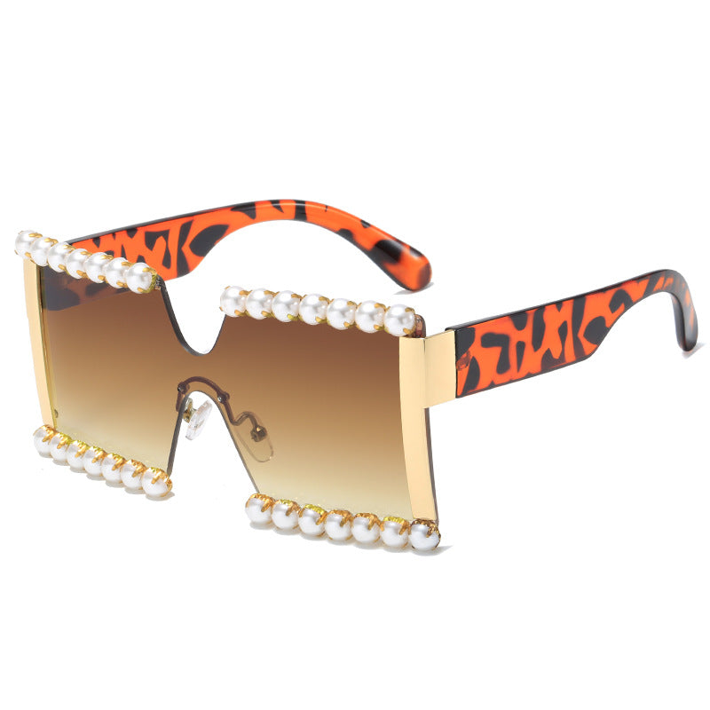 Ladies extravagant rectangular sunglasses with pearl decoration and UV protection Stornfield